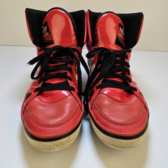 Adidas og red and white leather men high top sneakers shoes size 12 US - Picture 4 of 9